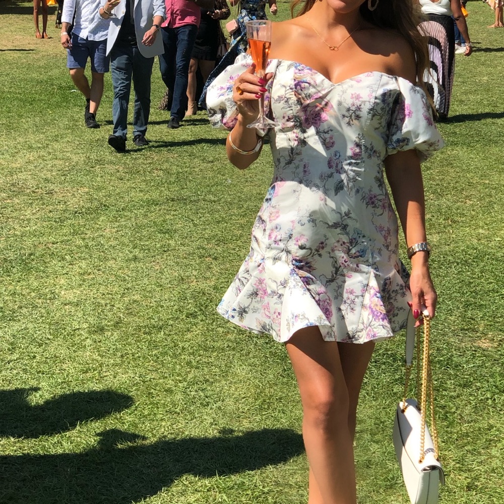 floral mini dress puff sleeve